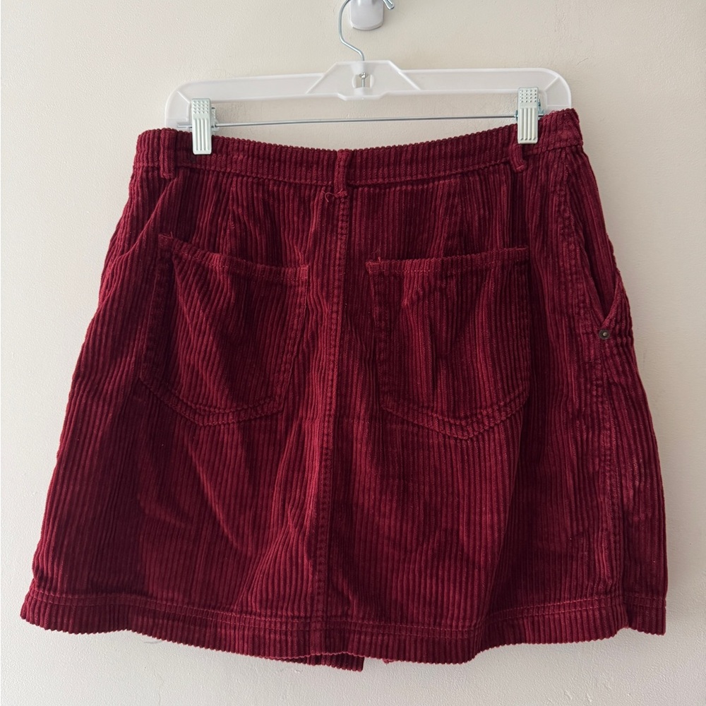 Abercrombie & Fitch Burgundy Corduroy Button Front Mini Skirt - Picture 5 of 5